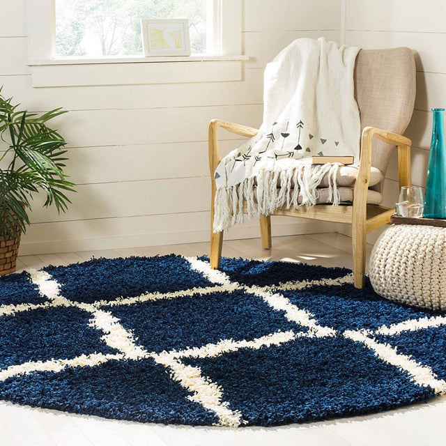 Safavieh Dallas Shag Sgd257N Navy/Ivory Rug - Safavieh - sgd257n - 4sq