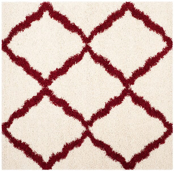 Safavieh Dallas Shag Sgd257R Ivory/Red Rug - Safavieh - sgd257r - 4sq