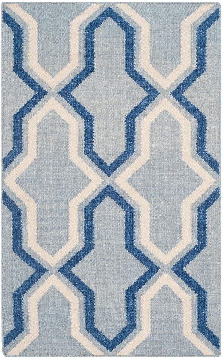 Safavieh Dhurries Dhu559B Light Blue / Dark Blue Rugs - Safavieh - dhu559b - 6r