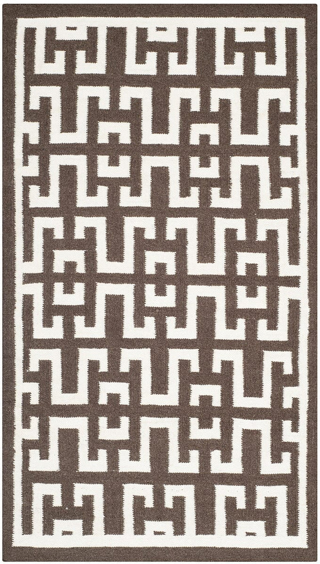 Safavieh Dhurries Dhu621C Chocolate / Ivory Rugs - Safavieh - dhu621c - 3