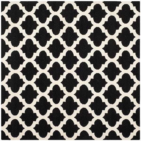 Safavieh Dhurries Dhu623A Black / Ivory Rugs - Safavieh - dhu623a - 6sq