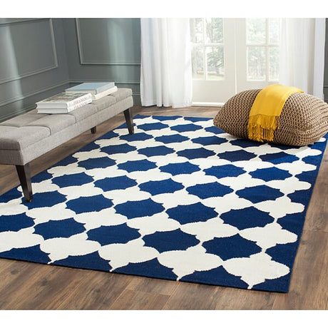 Safavieh Dhurries Dhu624D Navy / Ivory Rugs - Safavieh - dhu624d - 24