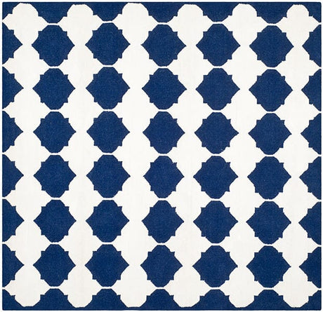Safavieh Dhurries Dhu624D Navy / Ivory Rugs - Safavieh - dhu624d - 7sq