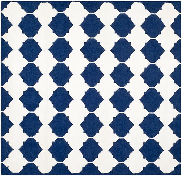 Safavieh Dhurries Dhu624D Navy / Ivory Rugs - Safavieh - dhu624d - 7sq