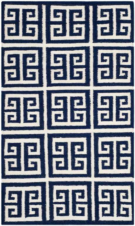 Safavieh Dhurries Dhu626D Navy / Ivory Rugs - Safavieh - dhu626d - 7sq