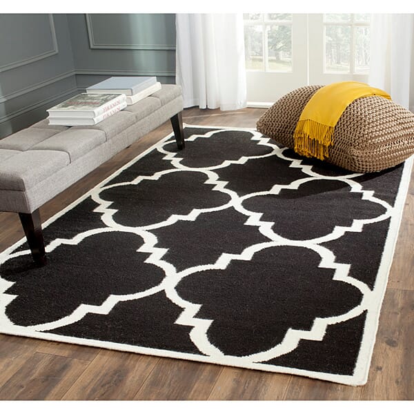 Safavieh Dhurries Dhu633A Black / Ivory Rugs - Safavieh - dhu633a - 3