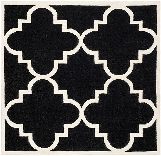 Safavieh Dhurries Dhu633A Black / Ivory Rugs - Safavieh - dhu633a - 6sq