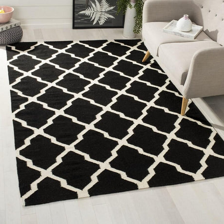 Safavieh Dhurries Dhu634A Black / Ivory Rugs - Safavieh - dhu634a - 3