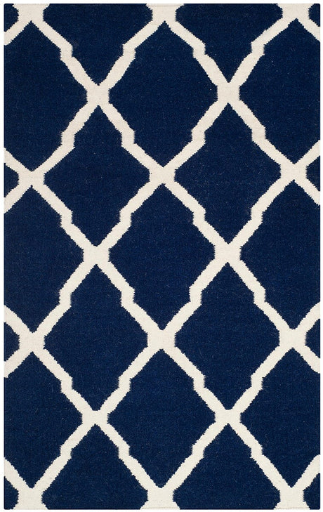 Safavieh Dhurries Dhu634D Navy / Ivory Rugs - Safavieh - dhu634d - 6r