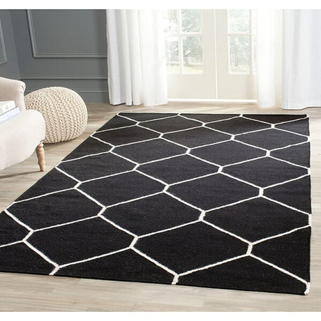 Safavieh Dhurries Dhu635A Black / Ivory Rugs - Safavieh - dhu635a - 24