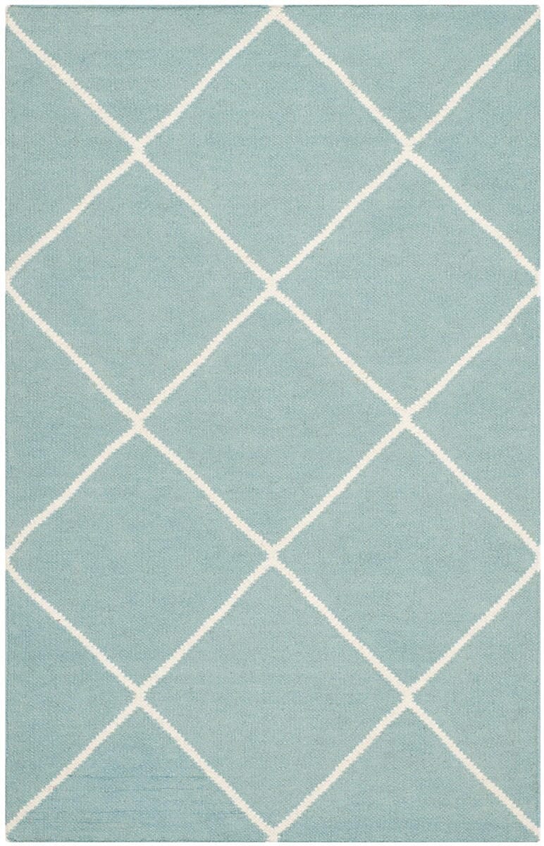 Safavieh Dhurries Dhu635C Light Blue / Ivory Rugs - Safavieh - dhu635c - 6r