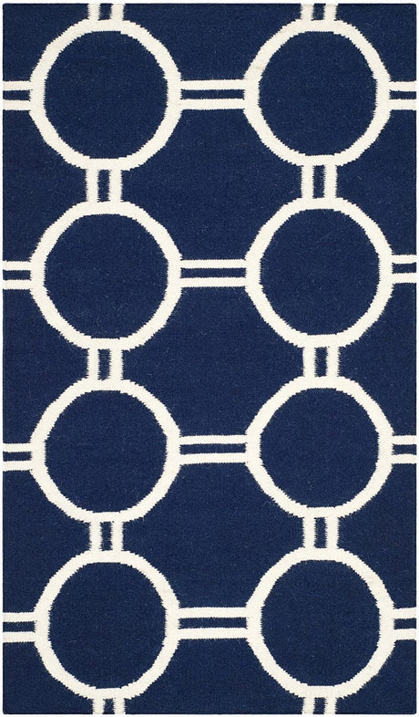 Safavieh Dhurries Dhu636D Navy / Ivory Rugs - Safavieh - dhu636d - 6r