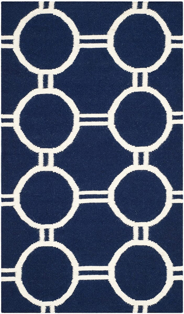 Safavieh Dhurries Dhu636D Navy / Ivory Rugs - Safavieh - dhu636d - 6r