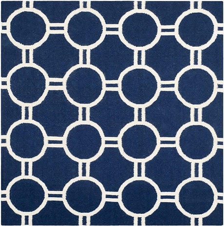Safavieh Dhurries Dhu636D Navy / Ivory Rugs - Safavieh - dhu636d - 6sq
