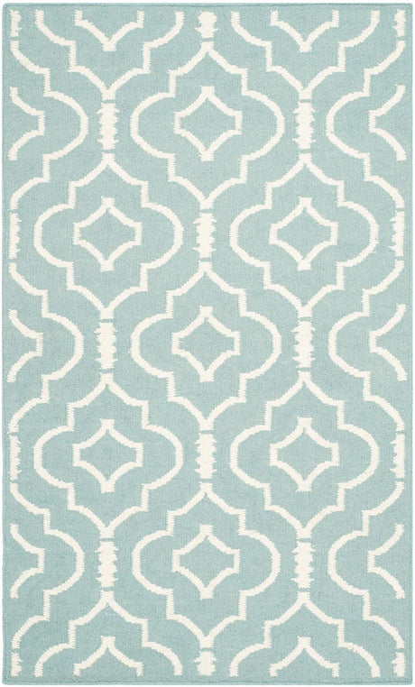 Safavieh Dhurries Dhu637C Light Blue / Ivory Rugs - Safavieh - dhu637c - 24