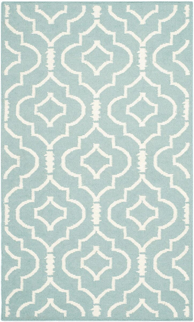 Safavieh Dhurries Dhu637C Light Blue / Ivory Rugs - Safavieh - dhu637c - 24