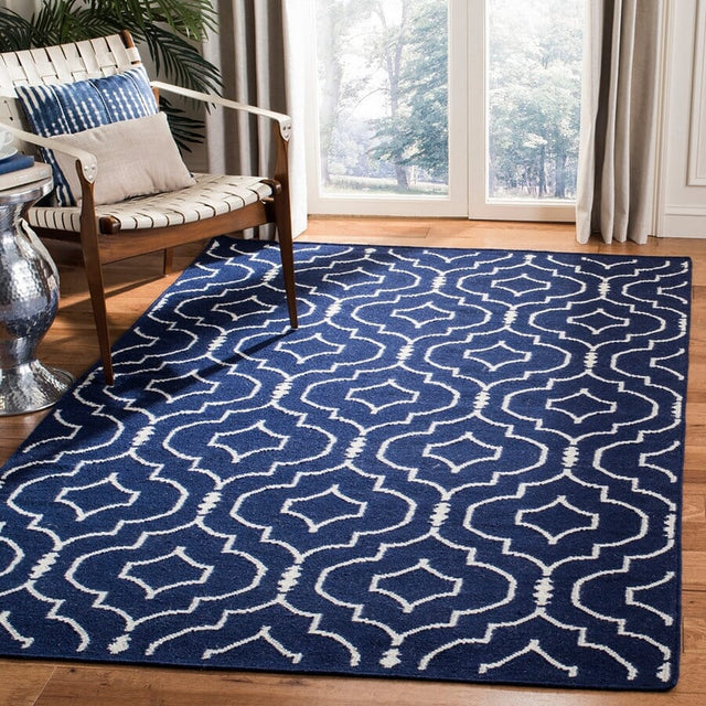 Safavieh Dhurries Dhu637D Navy / Ivory Rugs - Safavieh - dhu637d - 3