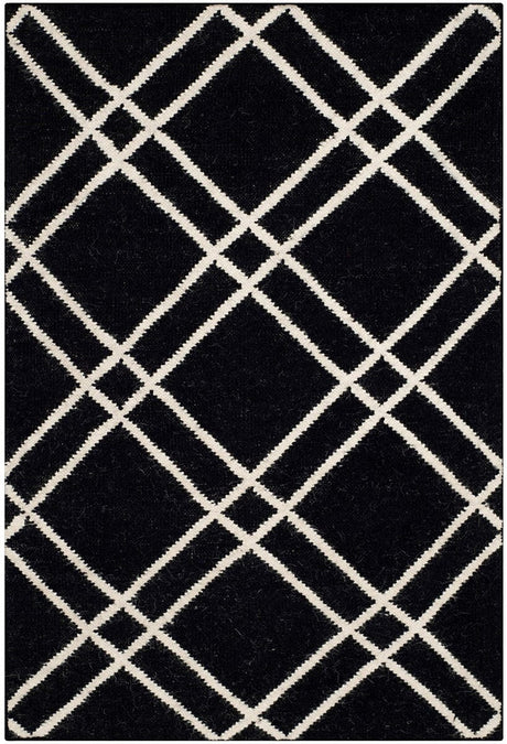 Safavieh Dhurries Dhu638A Black / Ivory Rugs - Safavieh - dhu638a - 6r