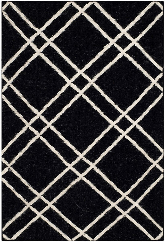 Safavieh Dhurries Dhu638A Black / Ivory Rugs - Safavieh - dhu638a - 6r