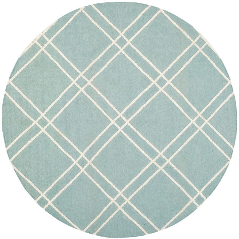 Safavieh Dhurries Dhu638C Light Blue / Ivory Rugs - Safavieh - dhu638c - 6r