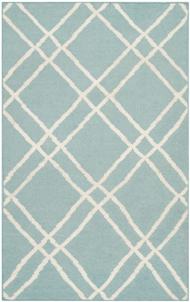 Safavieh Dhurries Dhu638C Light Blue / Ivory Rugs - Safavieh - dhu638c - 6r