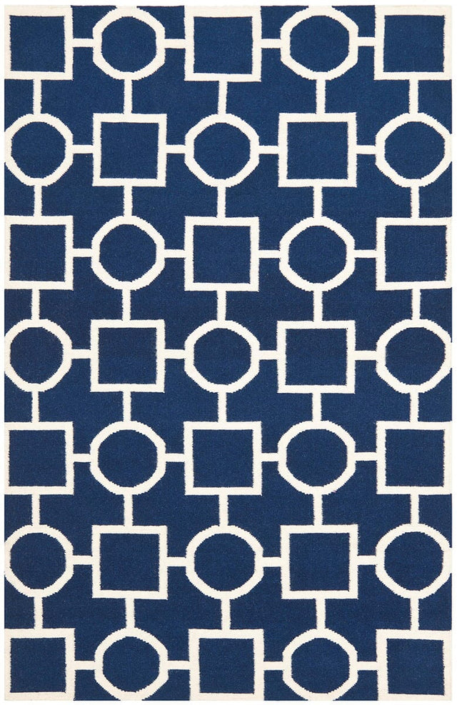 Safavieh Dhurries Dhu639D Navy / Ivory Rugs - Safavieh - dhu639d - 3