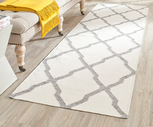 Safavieh Dhurries Dhu645A Ivory / Grey Rugs - Safavieh - dhu645a - 6sq