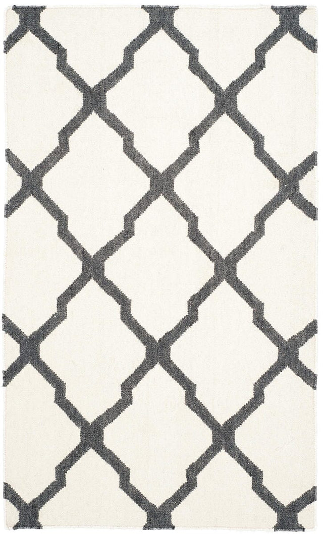 Safavieh Dhurries Dhu645B Ivory / Charcoal Rugs - Safavieh - dhu645b - 28