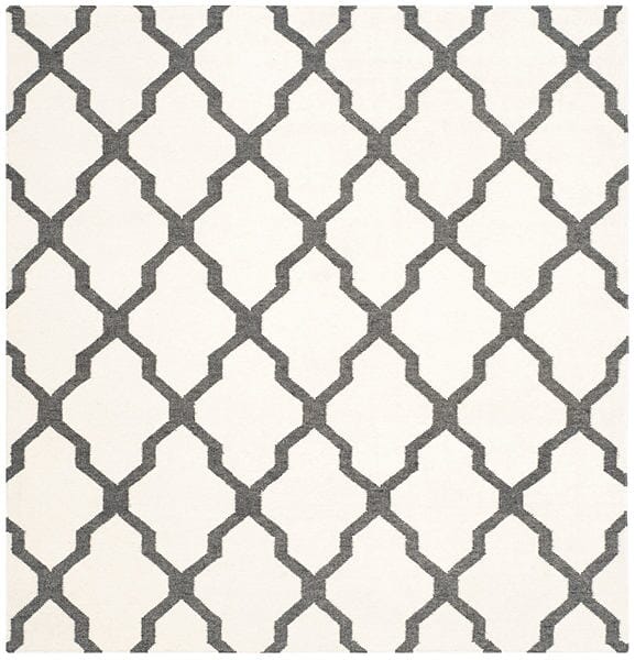 Safavieh Dhurries Dhu645B Ivory / Charcoal Rugs - Safavieh - dhu645b - 6sq