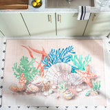 Safavieh Door And Kitchen Mat 3'-0" x 5'-0" Rug in Peach / Green