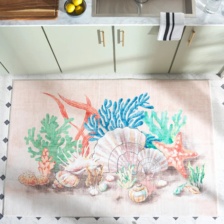 Safavieh Door And Kitchen Mat 3'-0" x 5'-0" Rug in Peach / Green