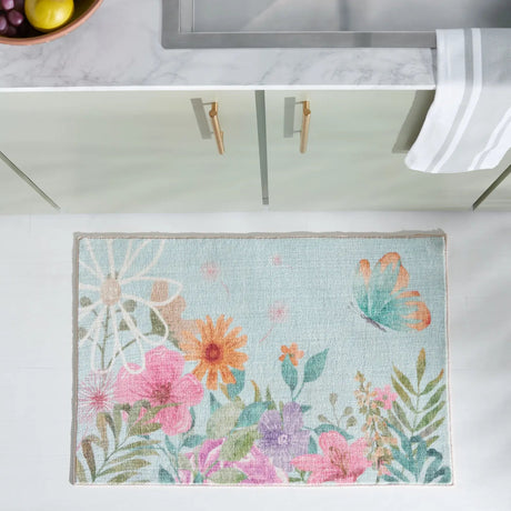 Safavieh Door And Kitchen Mat 2'-3" x 3'-9" Rug in Aqua / Pink