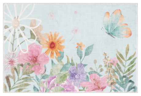 Safavieh Door And Kitchen Mat 2'-3" x 3'-9" Rug in Aqua / Pink