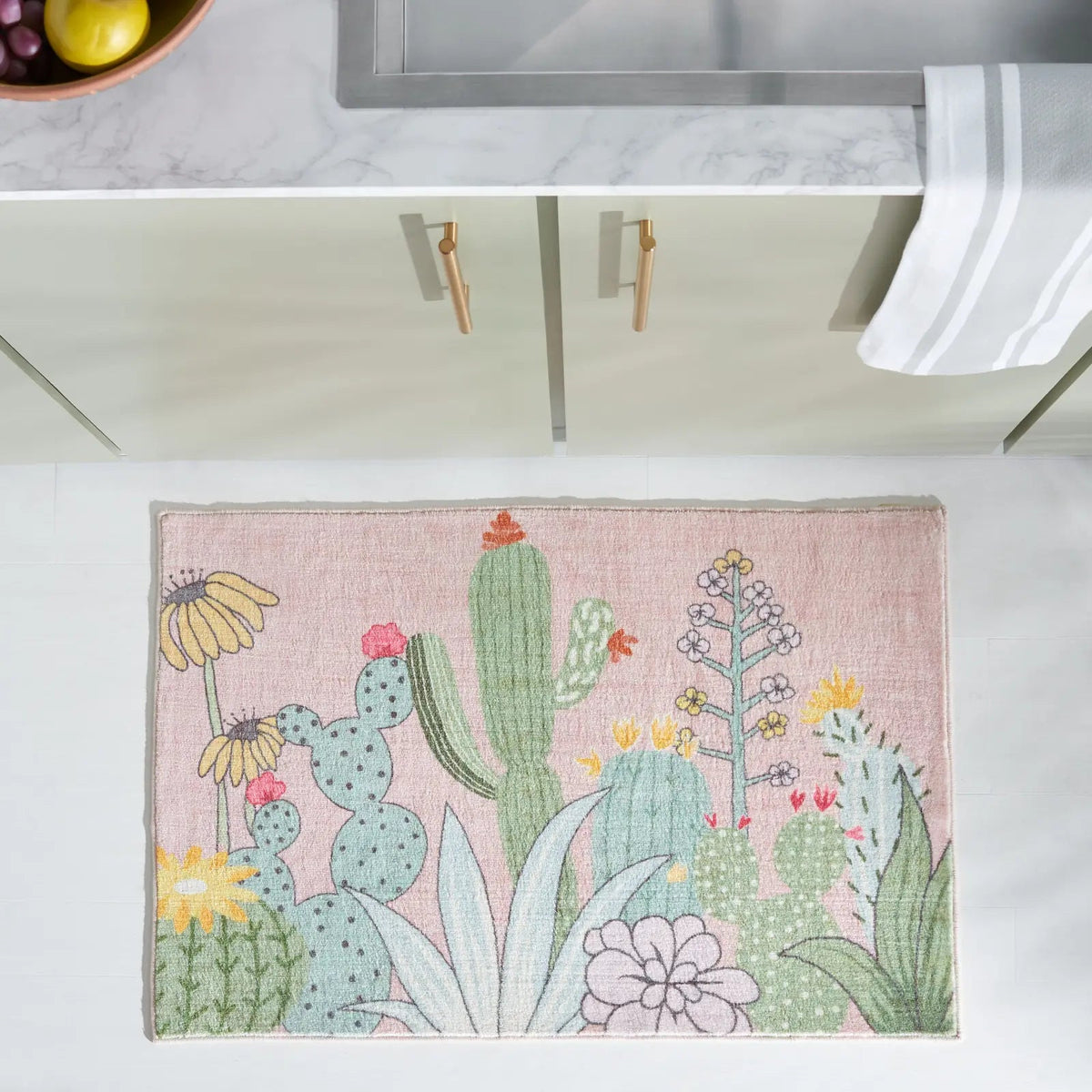 Safavieh Door And Kitchen Mat 2'-3" x 3'-9" Rug in Pink / Green