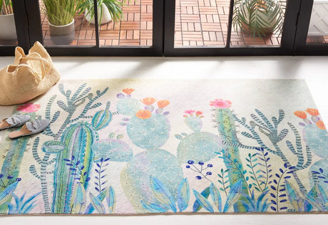 Safavieh Door And Kitchen Mat 3'-0" x 5'-0" Rug in Fuchsia / Turquoise