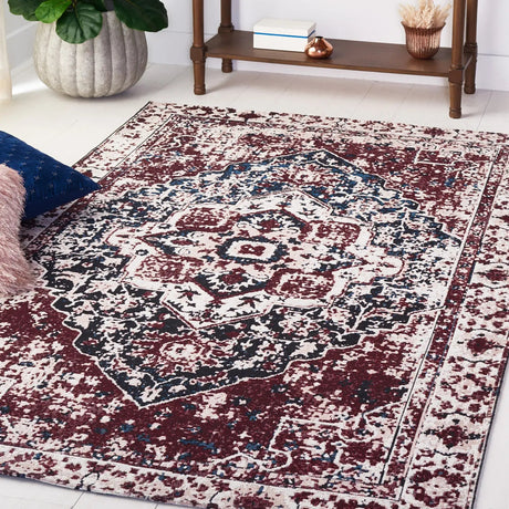 Safavieh Easy Care 4'-0" x 6'-0" Rug in Red / Navy