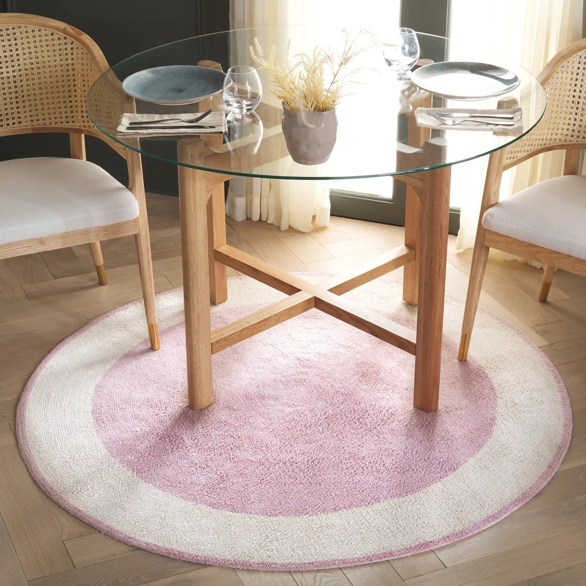 Safavieh Easy Care 5'-0" x 5'-0" Rug in Ivory / Pink