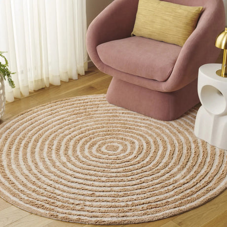Safavieh Easy Care 5'-0" x 5'-0" Rug in Orange / Ivory