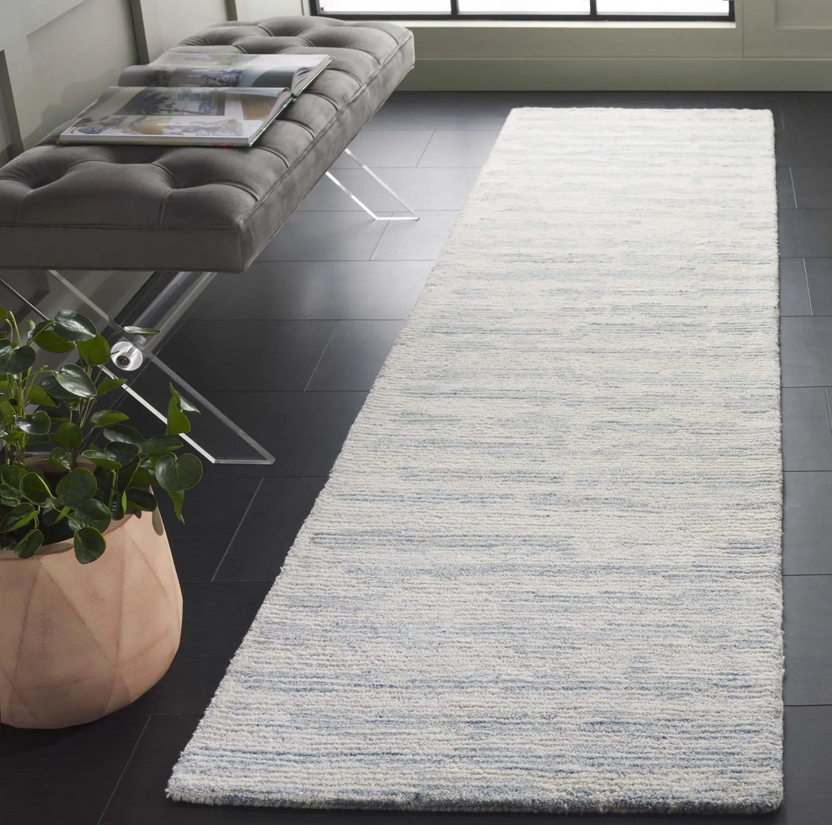 Safavieh Ebony 2'-3" x 9'-0" Rug in Ivory / Light Blue