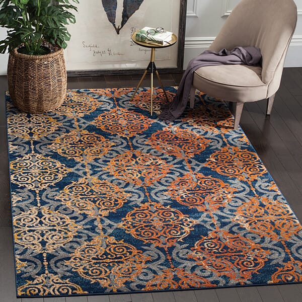 Safavieh Evoke Evk230S Blue / Orange Rugs - Safavieh - evk230s - 3