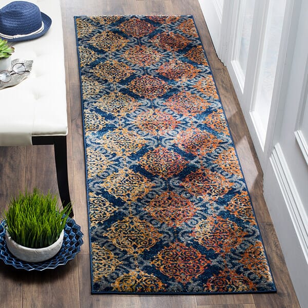 Safavieh Evoke Evk230S Blue / Orange Rugs - Safavieh - evk230s - 7sq