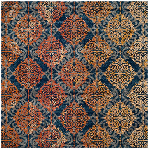 Safavieh Evoke Evk230S Blue / Orange Rugs - Safavieh - evk230s - 7sq