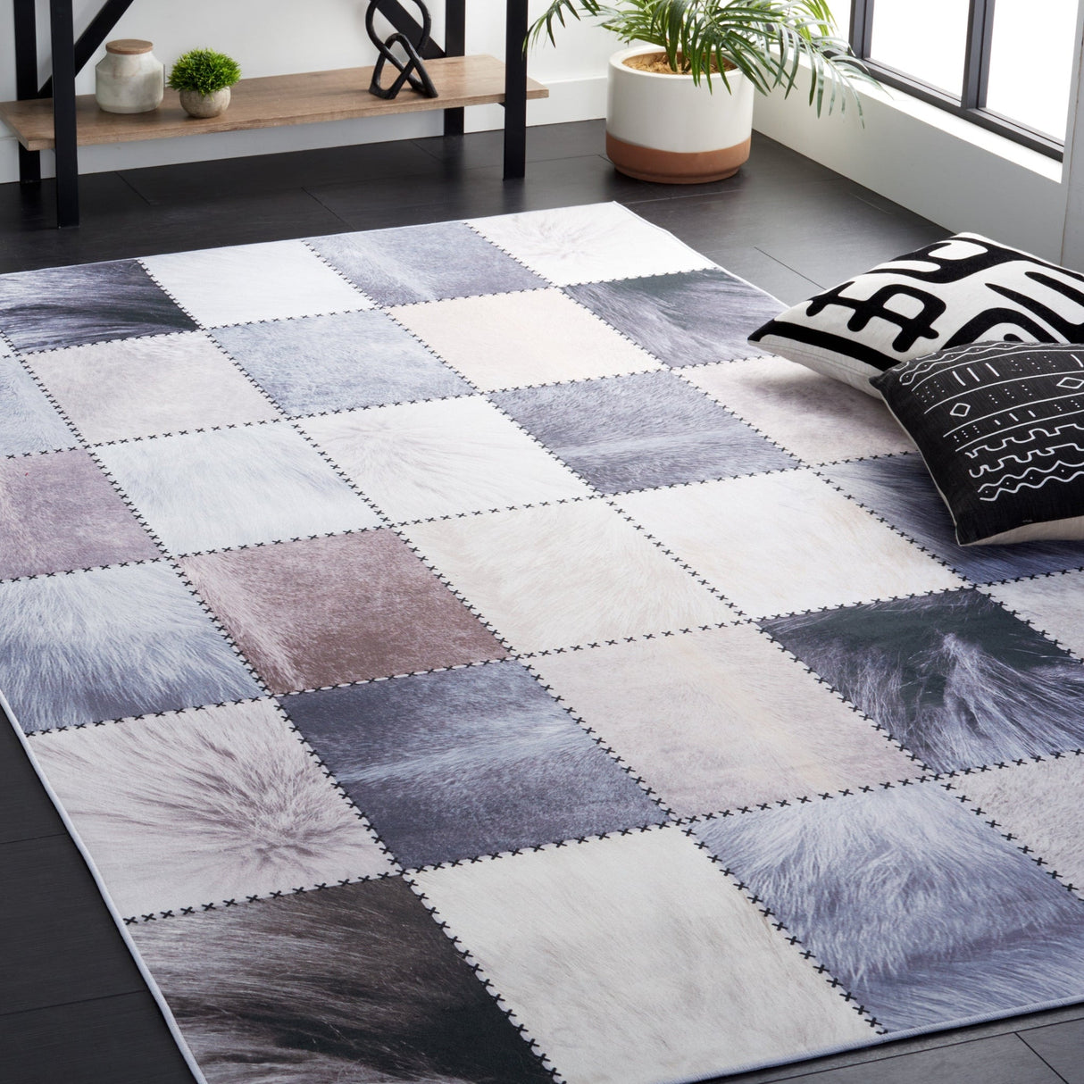 Safavieh Faux Hide Fah519B Beige/Grey Rug - Safavieh - fah519b - 3