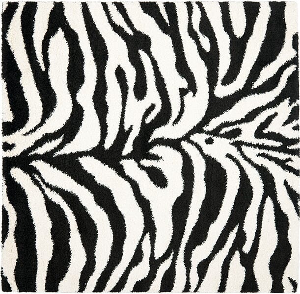 Safavieh Florida Shag Sg452 - 1290 Ivory / Black Rugs - Safavieh - sg452 - 1290 - 5sq