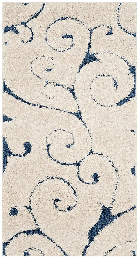 Safavieh Florida Shag Sg455 - 1165 Cream / Blue Rugs - Safavieh - sg455 - 1165 - 7r