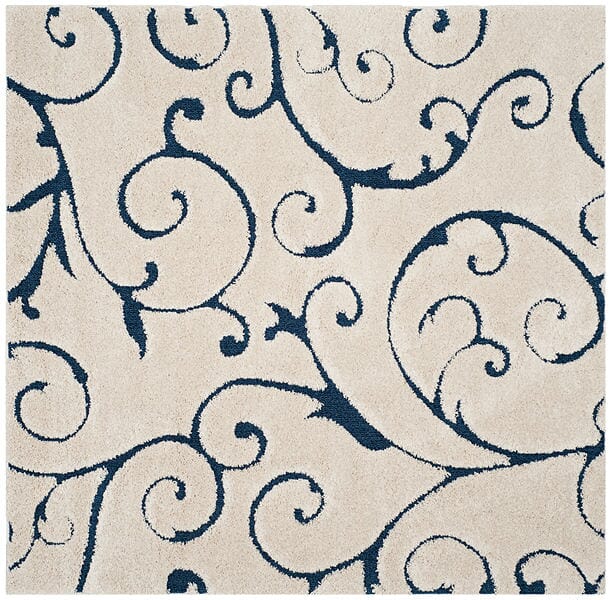 Safavieh Florida Shag Sg455 - 1165 Cream / Blue Rugs - Safavieh - sg455 - 1165 - 7sq