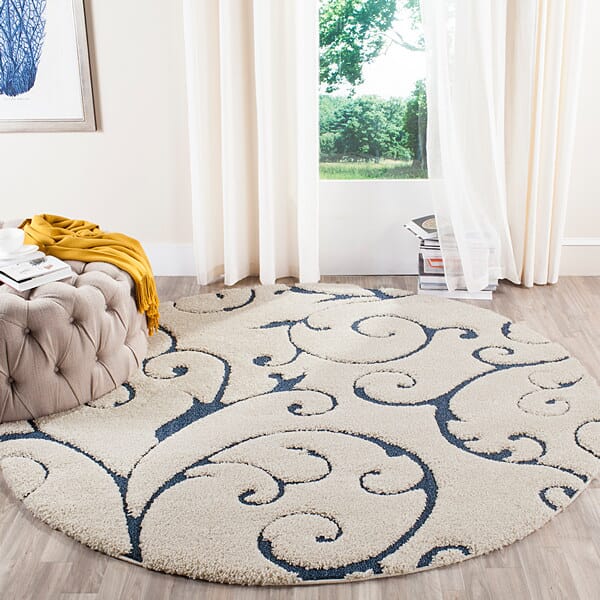 Safavieh Florida Shag Sg455 - 1165 Cream / Blue Rugs - Safavieh - sg455 - 1165 - 7sq