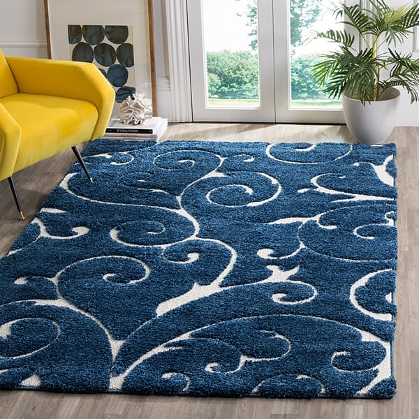 Safavieh Florida Shag Sg455 - 6511 Dark Blue / Cream Rugs - Safavieh - sg455 - 6511 - 24