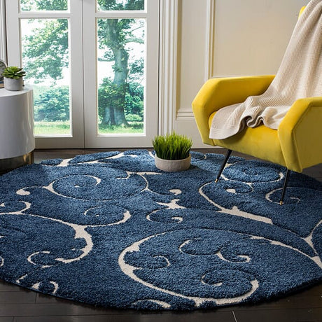 Safavieh Florida Shag Sg455 - 6511 Dark Blue / Cream Rugs - Safavieh - sg455 - 6511 - 27