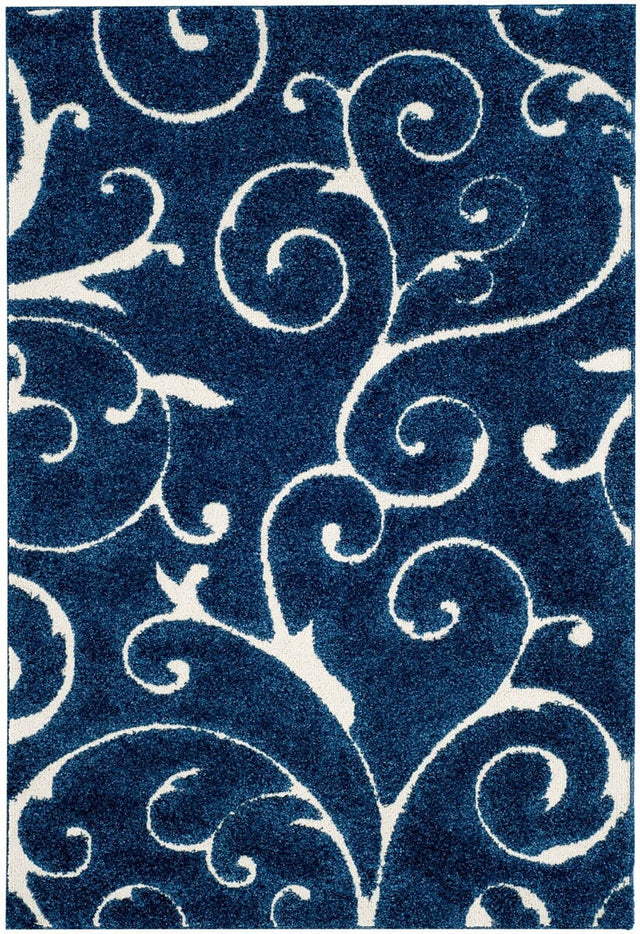 Safavieh Florida Shag Sg455 - 6511 Dark Blue / Cream Rugs - Safavieh - sg455 - 6511 - 29